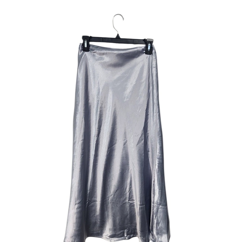 Mollynista Satin Midi Skirt Women‎ Size 2 Silver blue New With Tags